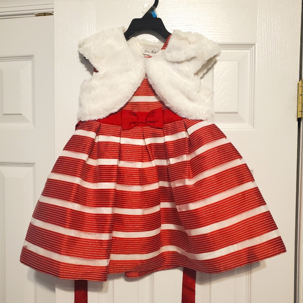 Red, white Jona Michelle dress and shrug 4t